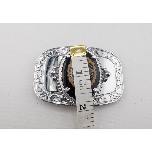 Vintage Western Turquoise‎ Mosaic Belt Buckle - Picture 3 of 5